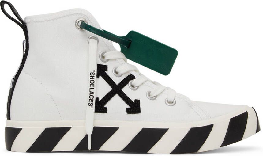 Off-White & Black Mid Vulcanized Sneakers - Picture 5