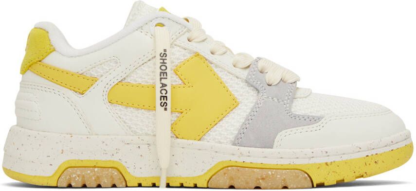 Off-White & Yellow Slim Out Of Office Sneakers - Picture 5