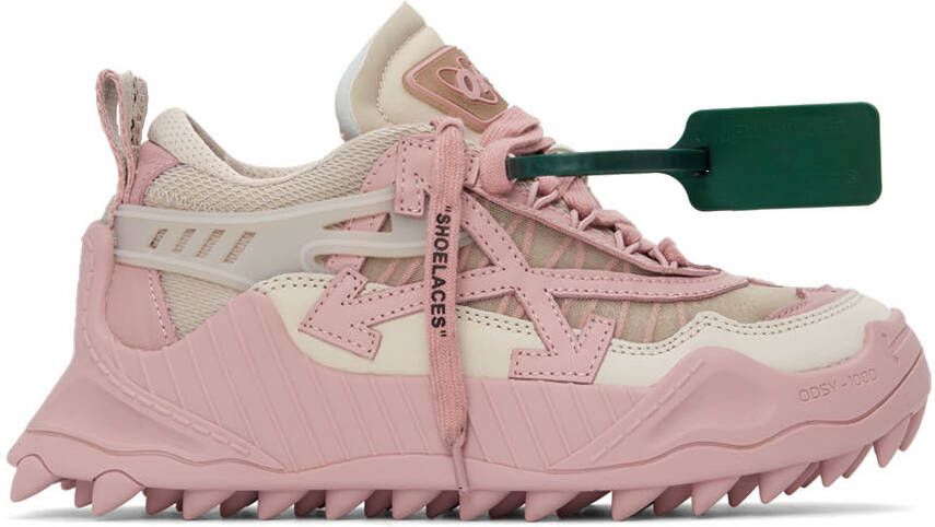Off-White Beige & Pink Odsy 1000 Sneakers - Picture 5