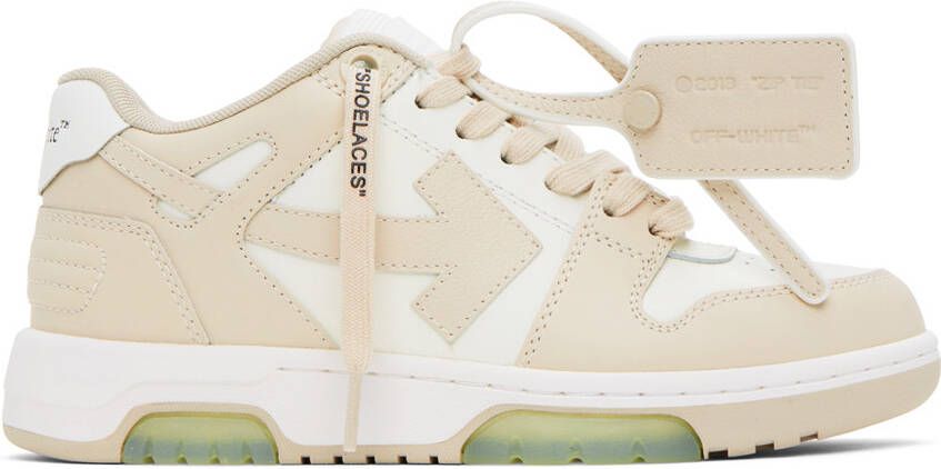 Off-White Beige & White Out Of Office Sneakers - Picture 5