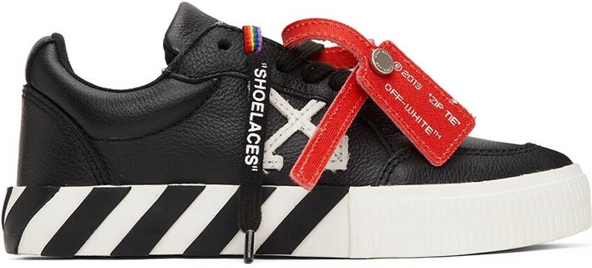 Off-White Kids Black & White Calfskin Vulcanized Low Sneakers - Picture 4