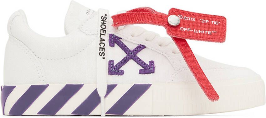 Off-White Kids White & Purple Vulcanized Sneakers - Picture 4