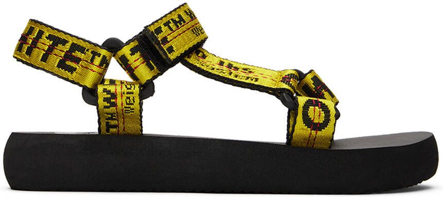 Off-White Kids logo-print touch-strap sandals Black