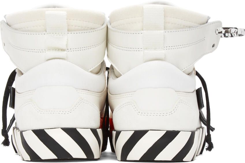 Off-White & Black High Top Vulcanized Leather Sneakers - Picture 3