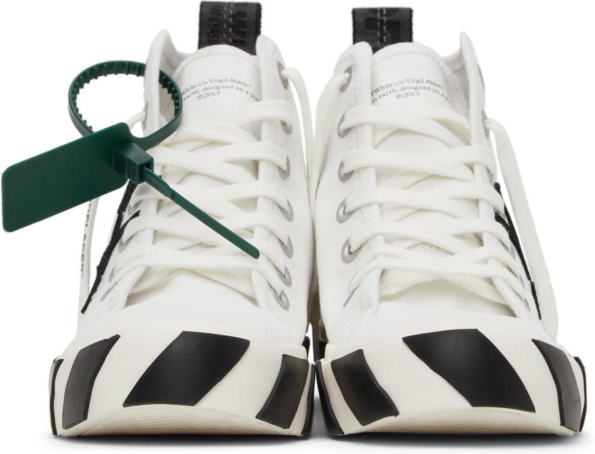 Off-White & Black Mid Vulcanized Sneakers - Picture 3