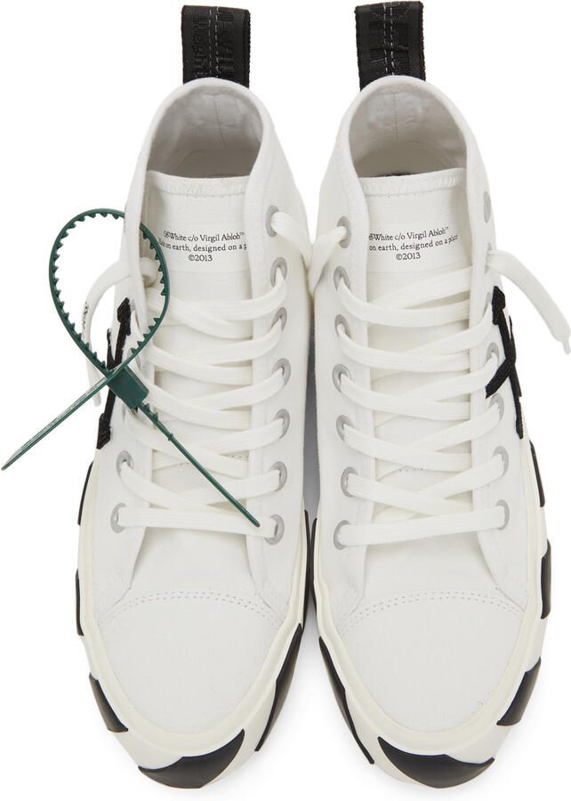 Off-White & Black Mid Vulcanized Sneakers - Picture 2