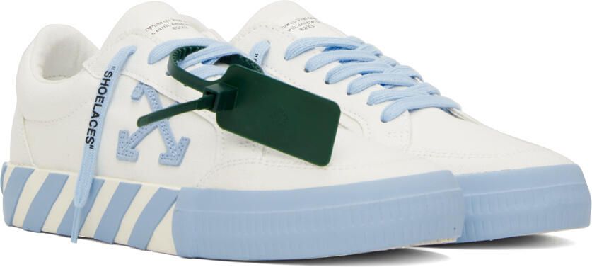 Off-White & Blue Vulcanized Low Sneakers - Picture 2