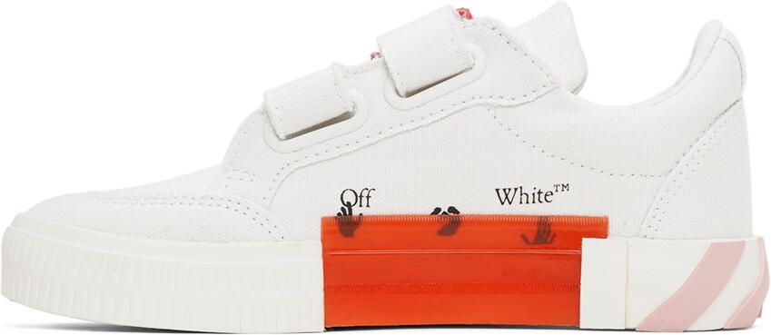 Off-White Kids White & Pink Canvas Vulcanized Low Strap Sneakers - Picture 4