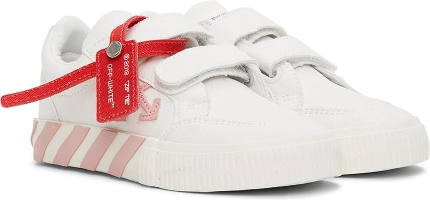 Off-White Kids White & Pink Canvas Vulcanized Low Strap Sneakers - Picture 2