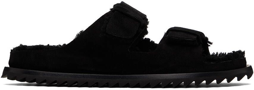 Officine Creative Black Shearling Introspectus 003 Sandals
