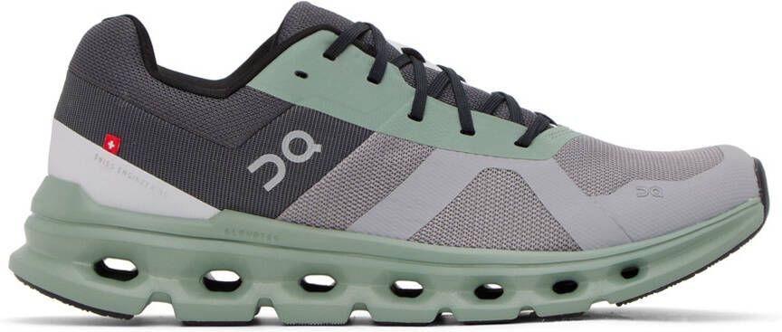 On Gray & Green Cloudrunner Sneakers - Picture 5