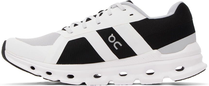 On White & Black Cloudrunner Sneakers - Picture 2