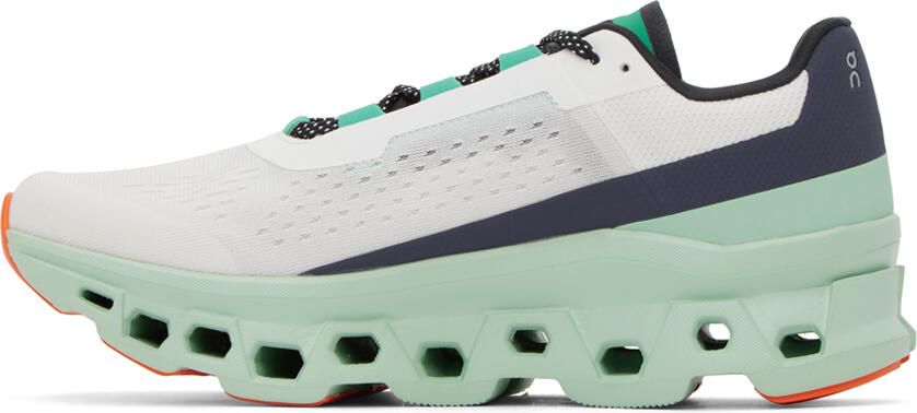 On White & Green Cloudm ster Sneakers - Picture 3