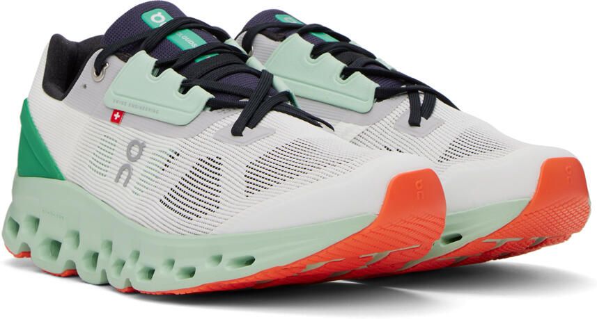 On White & Green Cloudstratus Sneakers - Picture 2
