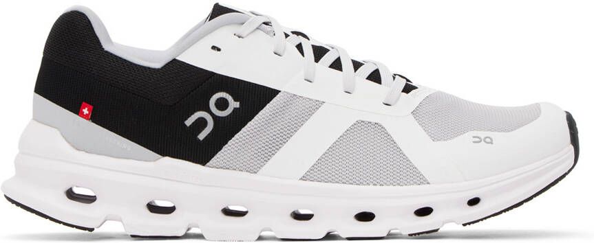 On White & Black Cloudrunner Sneakers - Picture 3