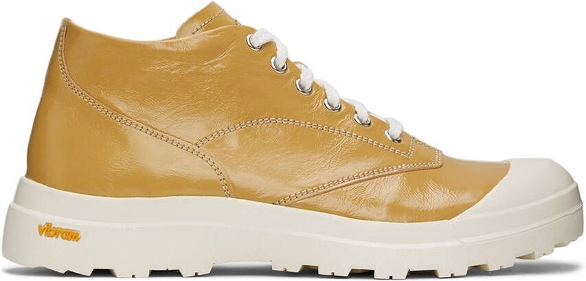 Our Legacy Yellow Tar Dip Mid Sneakers