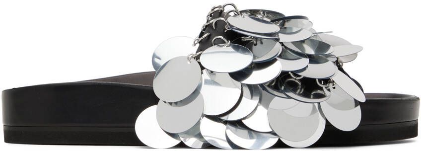 Paco Rabanne Black Sparkle Flat Sandals - Picture 5