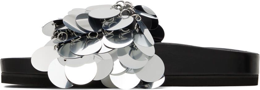 Paco Rabanne Black Sparkle Flat Sandals - Picture 2