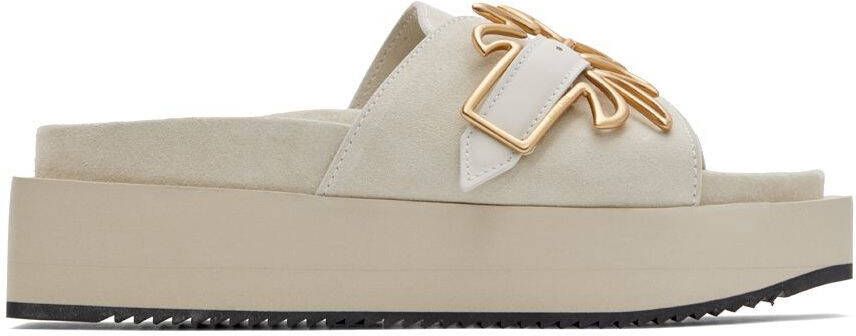 Palm Angels Beige Buckle Platform Sandals