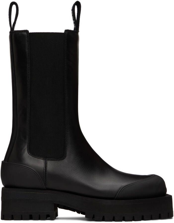 Palm Angels Black Leather Combat Boots - Picture 2