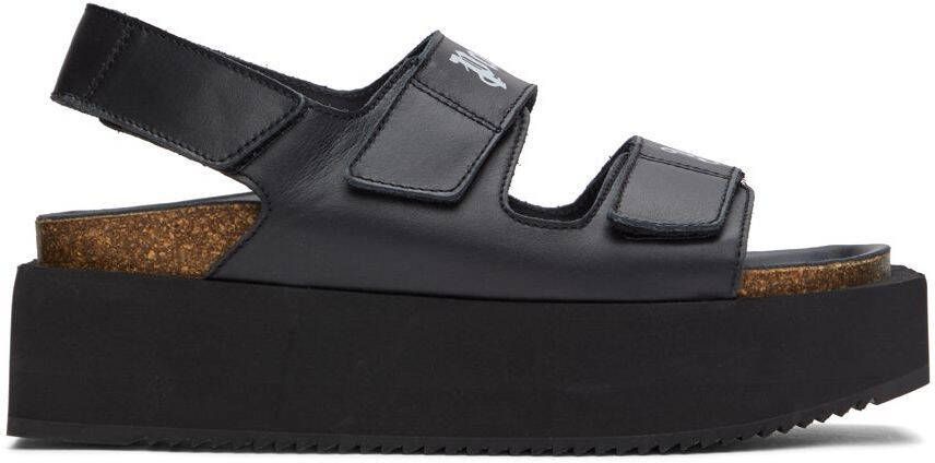 Palm Angels Black Leather Sandals - Picture 5