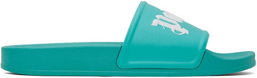 Palm Angels logo print pool slides Blue - Picture 5
