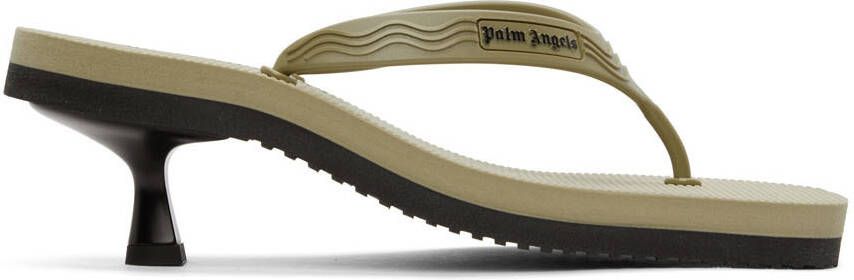 Palm Angels Khaki & Black Flip Flop Heeled Sandals - Picture 5