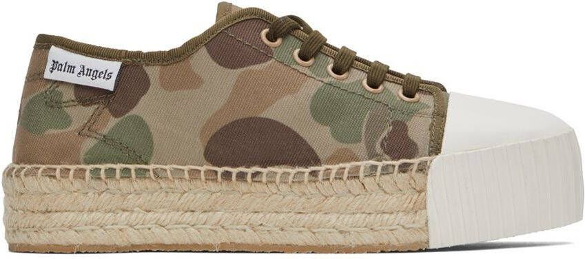 Palm Angels Khaki Lace-Up Espadrille Sneakers - Picture 5