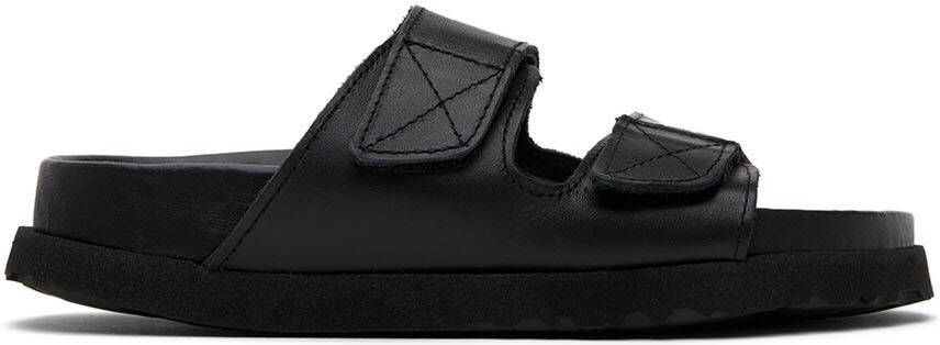 Palm Angels Kids Black Faux-Leather Sandals