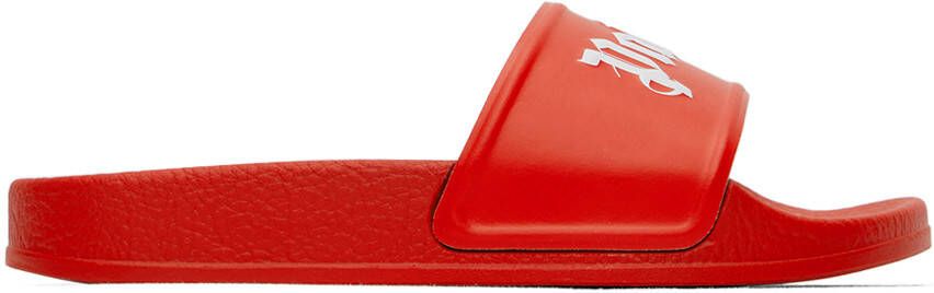 Palm Angels Kids Red Pool Big Kids Slides - Picture 5