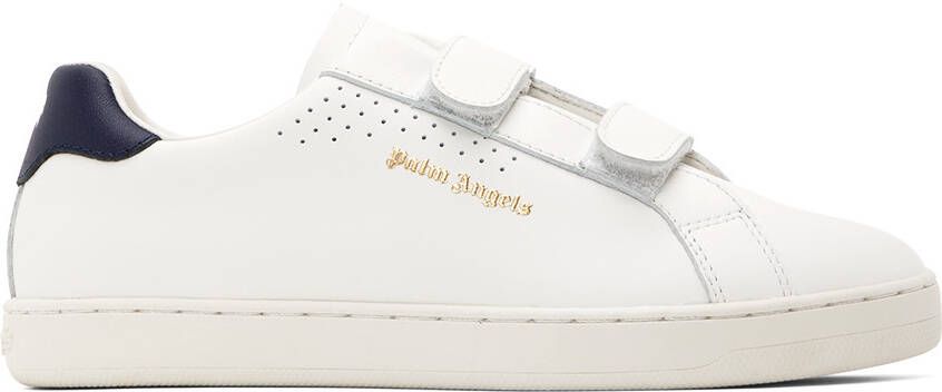 Palm Angels Kids White & Navy Palm One Strap Sneakers - Picture 5