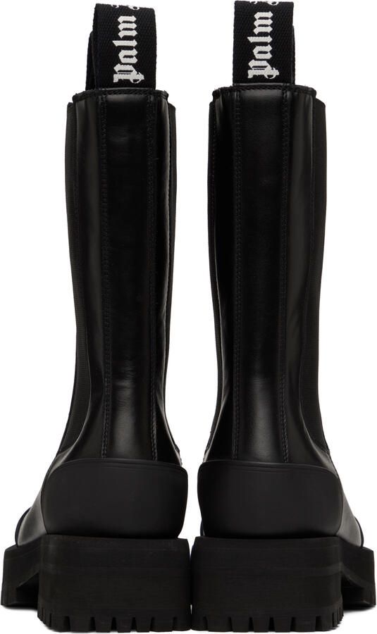 Palm Angels Black Leather Combat Boots - Picture 4