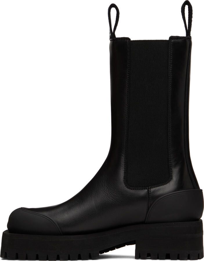 Palm Angels Black Leather Combat Boots - Picture 3