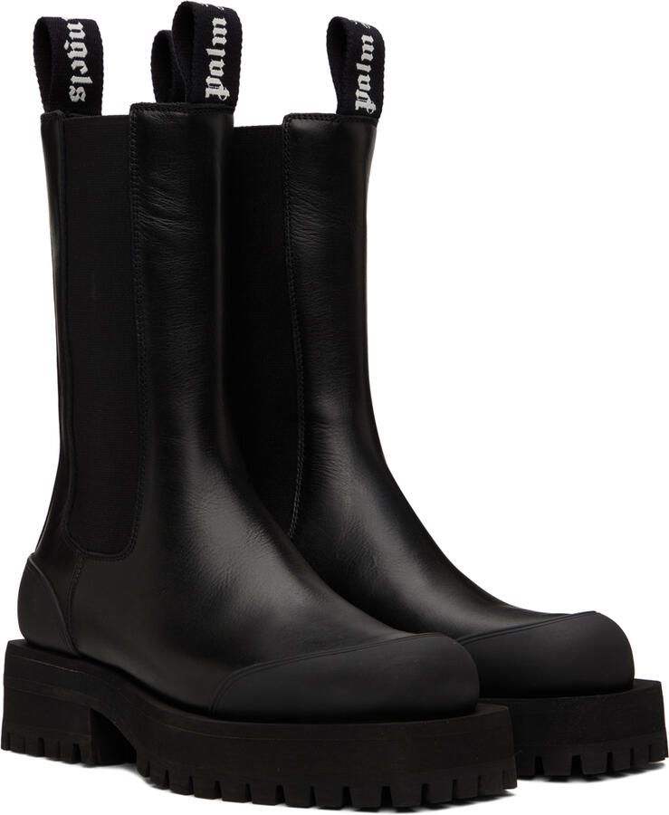 Palm Angels Black Leather Combat Boots