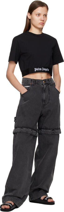 Palm Angels Black Velcro Strap Sandals - Picture 4