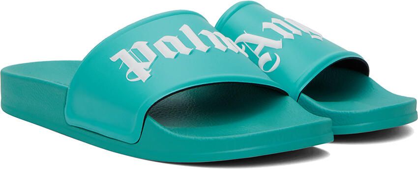 Palm Angels logo print pool slides Blue - Picture 2