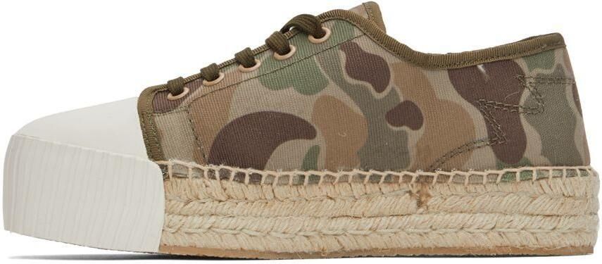 Palm Angels Khaki Lace-Up Espadrille Sneakers - Picture 3