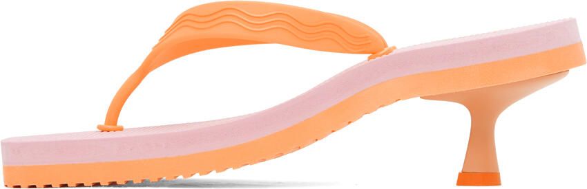 Palm Angels Pink & Orange Kitten Heeled Sandals - Picture 3