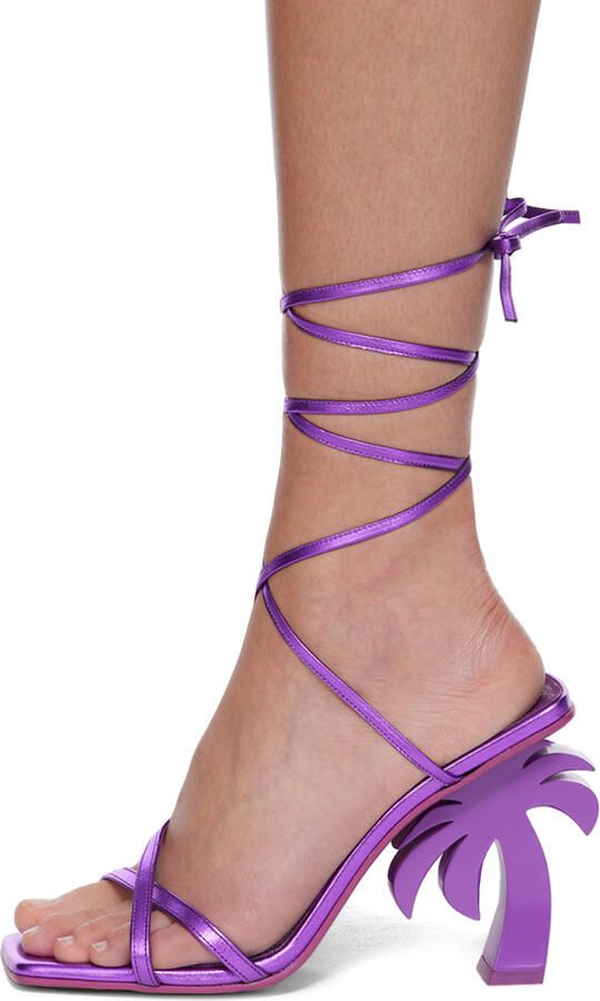 Palm Angels Purple Palm Beach Heeled Sandals - Picture 3