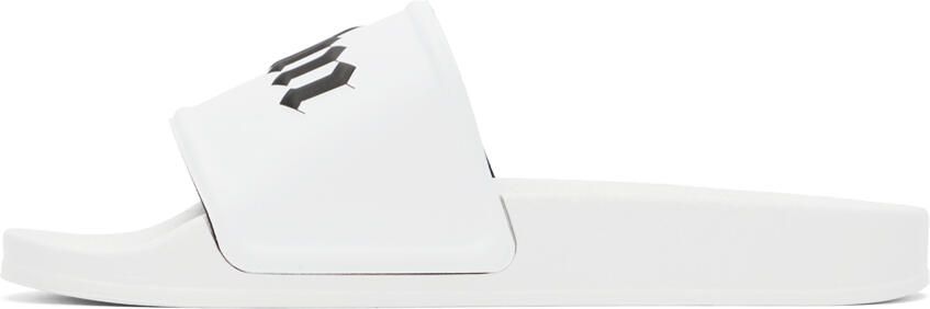 Palm Angels White Embossed Slides - Picture 4