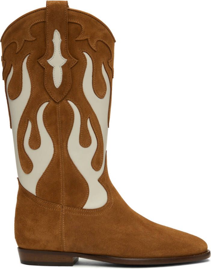 Palm Angels Tan Combat Boots