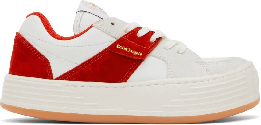 Palm Angels White & Red Snow Low-Top Sneakers