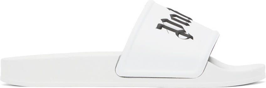 Palm Angels White Embossed Slides - Picture 5