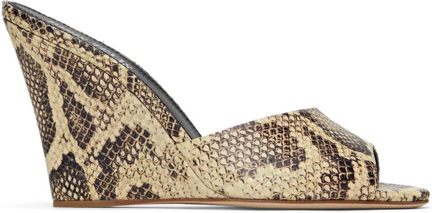Paris Texas Beige & Brown Python Wedge Mules - Picture 5