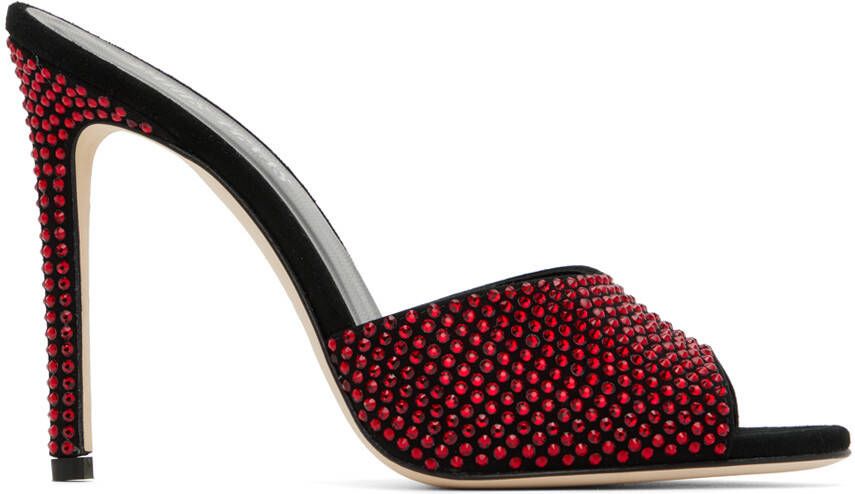 Paris Texas Black & Red Crystal Heeled Sandals