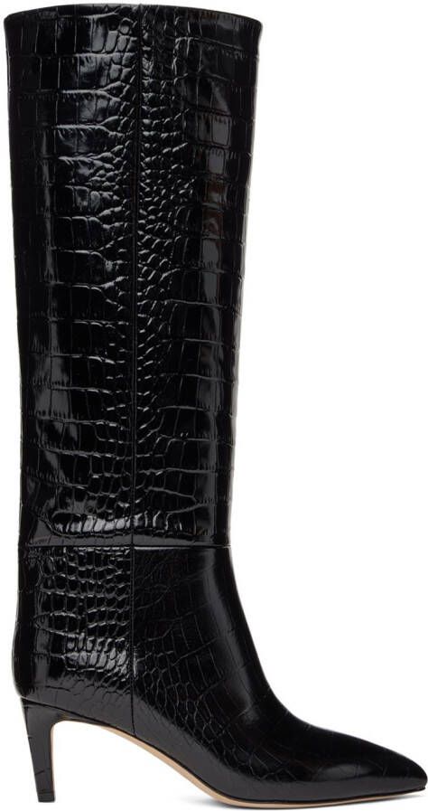 Paris Texas Black Croc Tall Boots - Picture 5