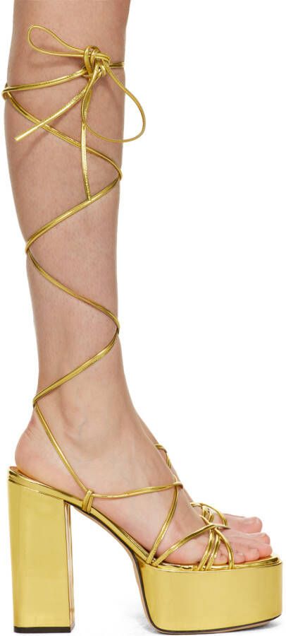 Paris Texas Gold Malena Heeled Sandals