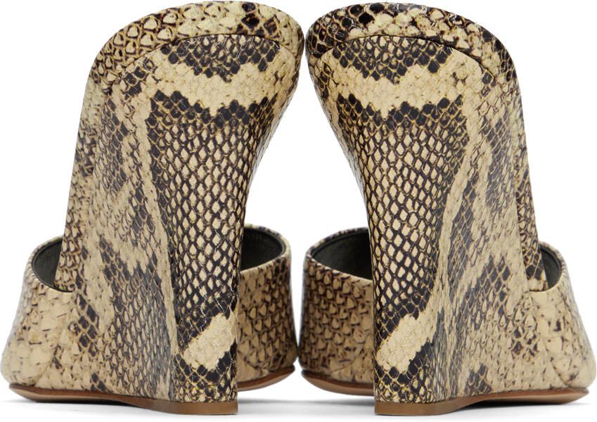 Paris Texas Beige & Brown Python Wedge Mules