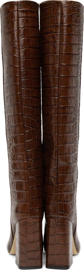 Paris Texas Brown Croc Block Heel Boots - Picture 5