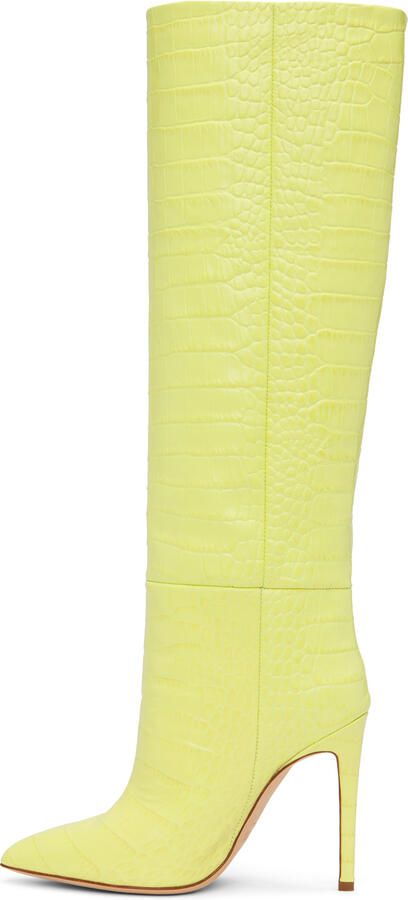 Paris Texas Green Croc-Effect Tall Boots